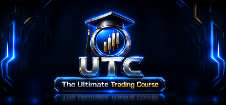 Ultimate Trading Course logo with a graduation cap and candlestick chart symbol