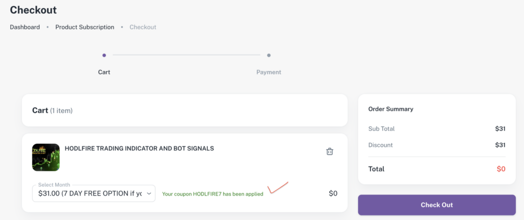 HODLFIRE7 Coupon Code applied